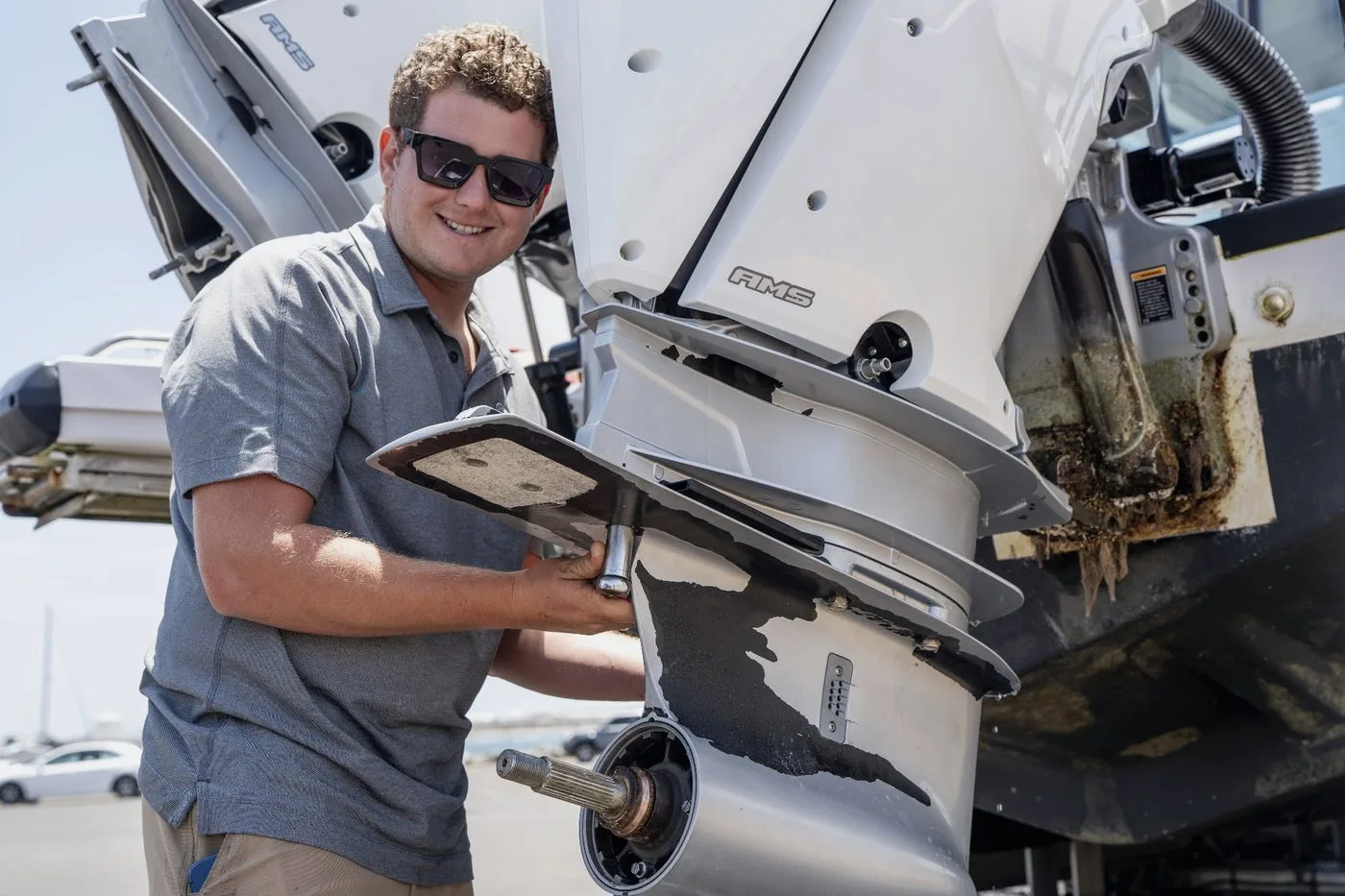 Jeff Brown Yachts specialist working on a vessel